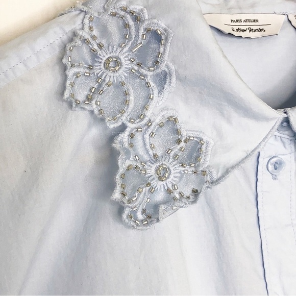 Paris Atelier & Other Stories collard Powder, blue button down shirt - Picture 3 of 9